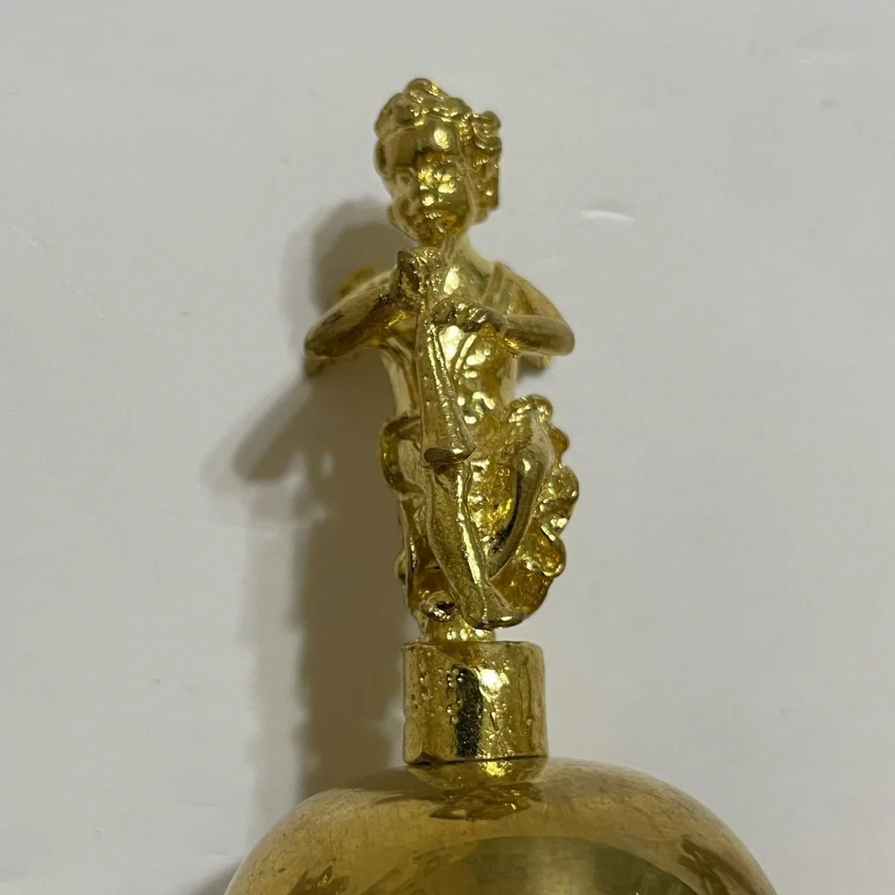 VINTAGE set/6 brass hand bells cherub/angel musical instrument figure handles